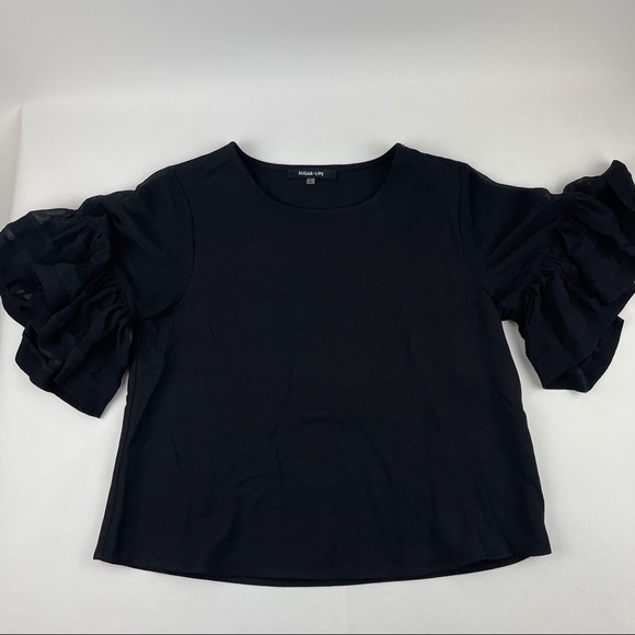 Sugarlips Tops - Sugar Lips Blouse Womens Small Black Ruffle Sleeves